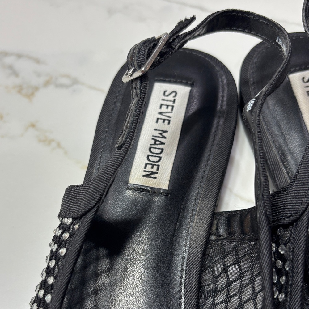 Steve Madden Black Studded Mesh Slingback Flat - Picture 6 of 9